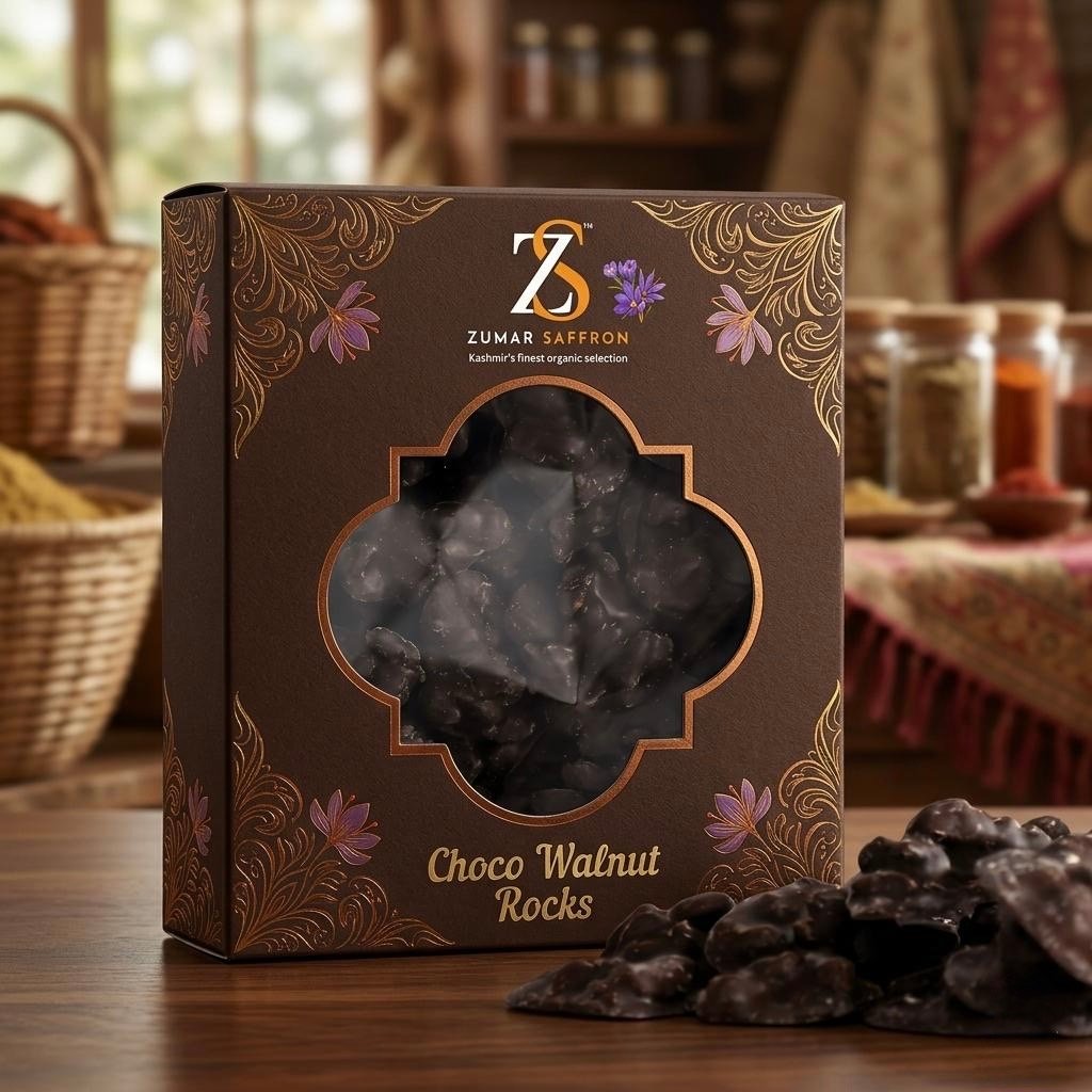Choco Walnut Rocks – Premium Dark Chocolate Coated Kashmiri Walnuts